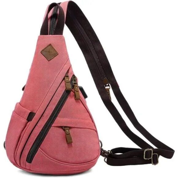New Backpack Shoulder Casual Daypack Rucksack, 30# Rose Red-usb - Picture 1 of 7